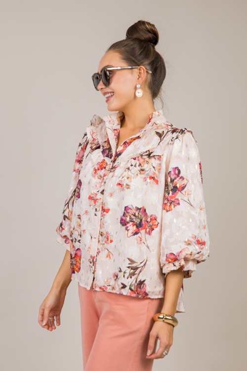 Foiled Floral Button Blouse, Cr - 1017-106.jpg