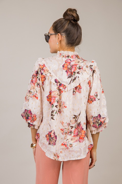 Foiled Floral Button Blouse, Cr - 1017-107.jpg