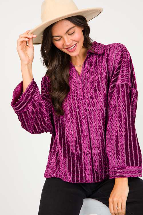 Texture Velvet Metallic Shirt - New Arrivals - The Blue Door