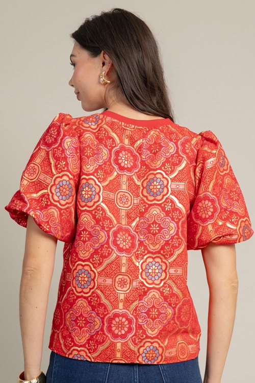 Medallion Jacquard Top, Red - 1017-12.jpg