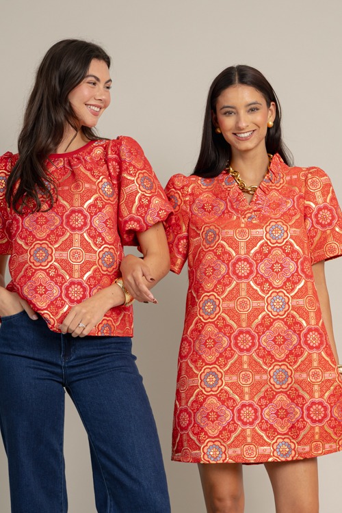 Medallion Jacquard Top, Red - 1017-13p.jpg
