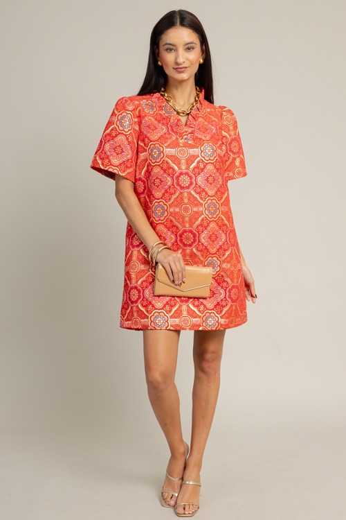 Medallion Jacquard Dress, Red - 1017-16.jpg