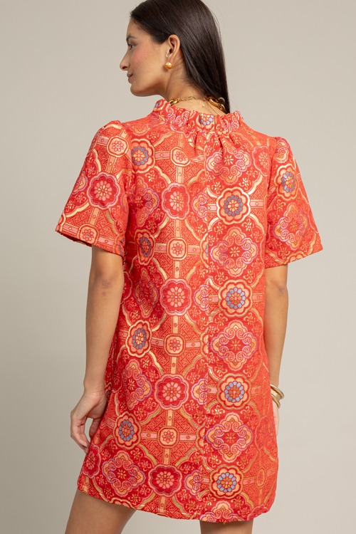 Medallion Jacquard Dress, Red - 1017-18.jpg