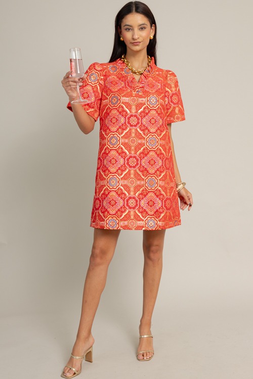 Medallion Jacquard Dress, Red - 1017-20.jpg