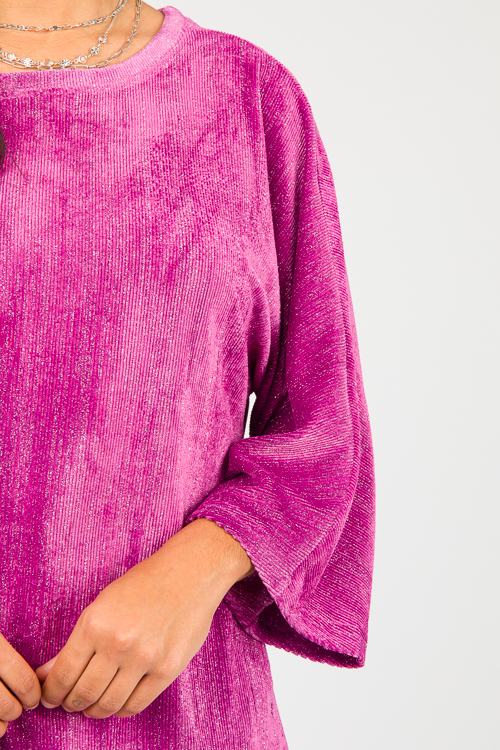 Sparkle Velvet Rib Top, Pink