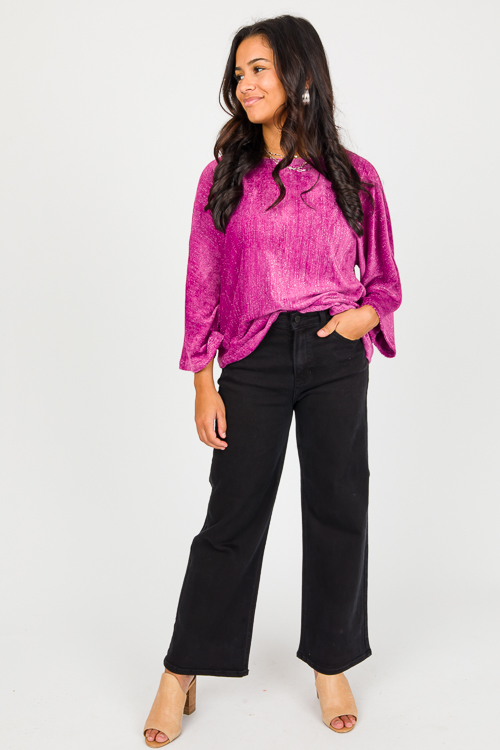 Sparkle Velvet Rib Top, Pink