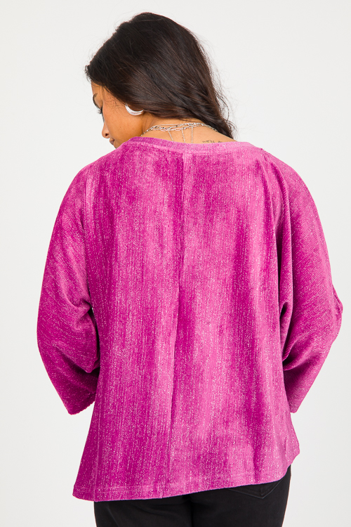 Sparkle Velvet Rib Top, Pink