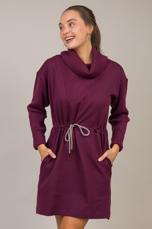 Draw Waist Cowl Knit Dress, Plu - 1017-61.jpg