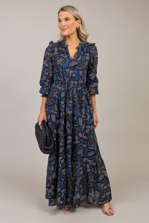 Alma Floral Maxi, Navy Black