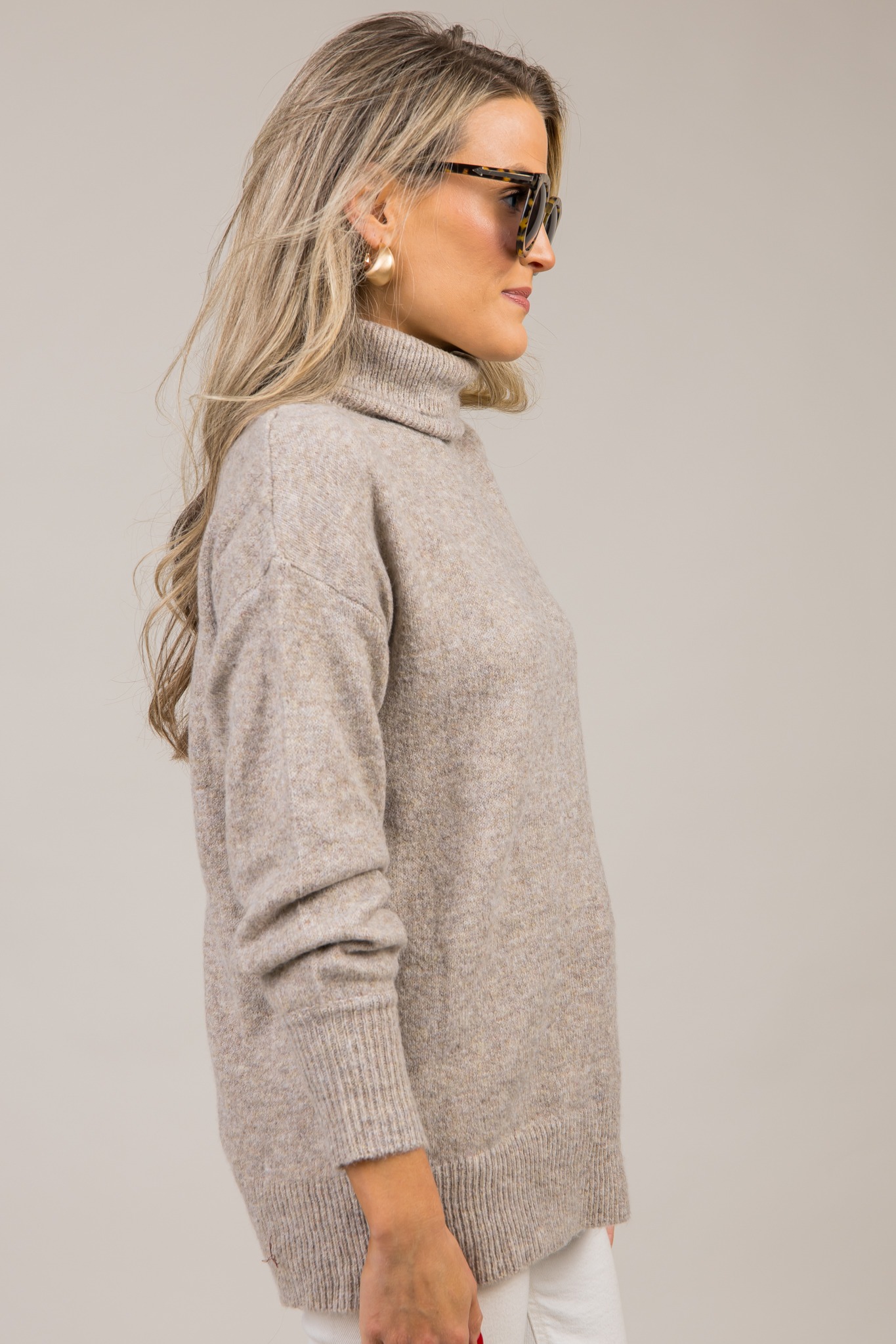 Rhonda Turtleneck Sweater, Mushroom