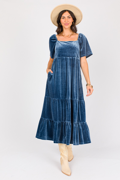 Velvet Tiered Maxi, Teal