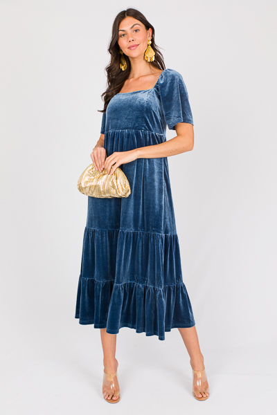 Velvet Tiered Maxi, Teal