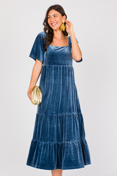 Velvet Tiered Maxi, Teal