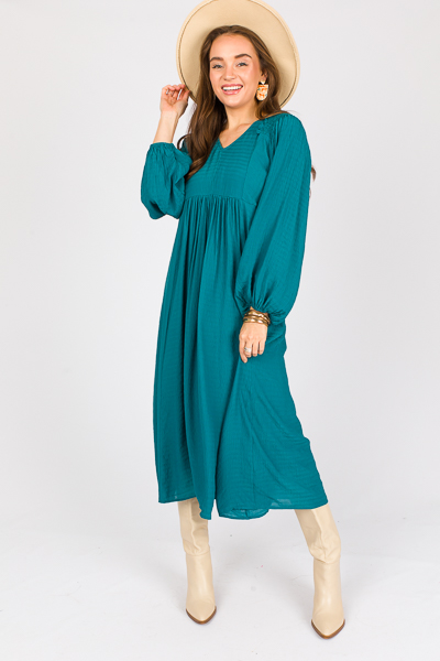 Smock Shoulders Midi, Teal