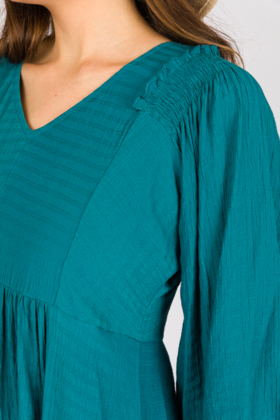 Smock Shoulders Midi, Teal - New Arrivals - The Blue Door Boutique