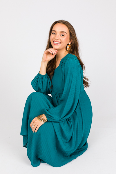 Smock Shoulders Midi, Teal