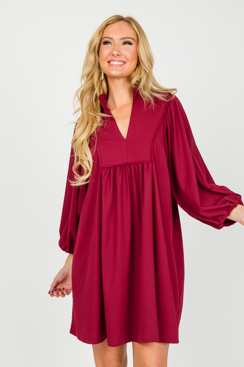 Lawson Babydoll Dress, Sangria