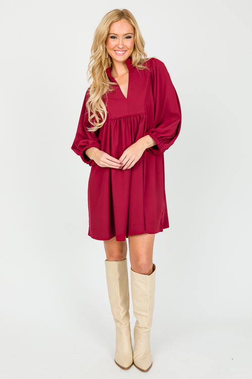 Lawson Babydoll Dress, Sangria