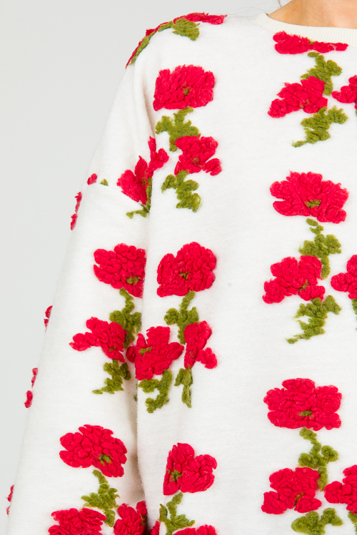 Floral Texture Sweatshirt, Ivory