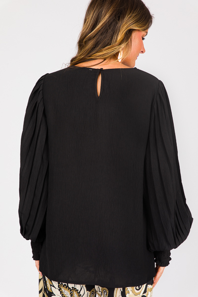 Alys Pleat Sleeve Blouse, Black