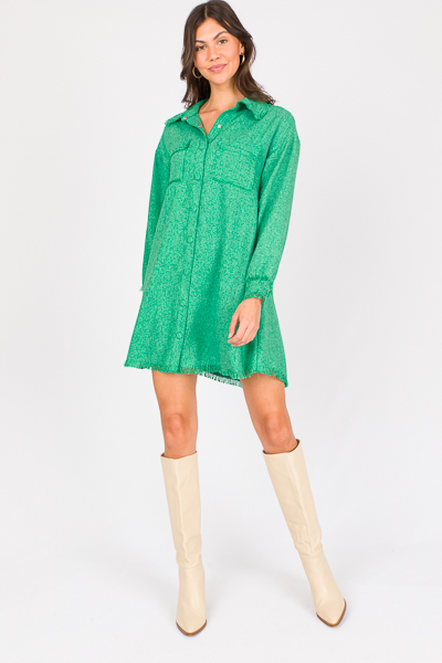 Tweed Shirt Dress, Green