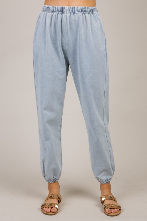 Washed Knit Joggers, Denim Blue