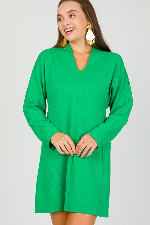 Textured Knit Shift, Kelly Green