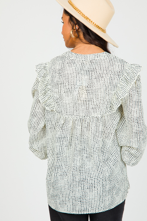 Embroidery Spotted Blouse, White