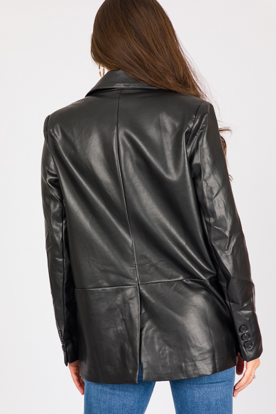 Regina Leather Blazer, Black