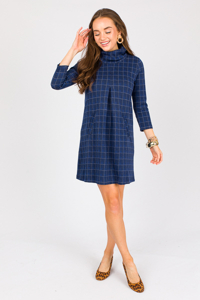 Meghan Dress, Navy White Square
