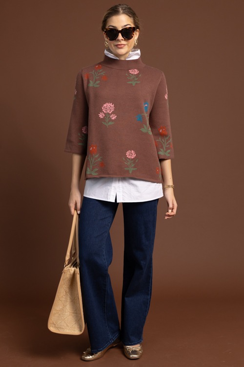 Chic Floral Sweater, Brown - 1020-119p.jpg