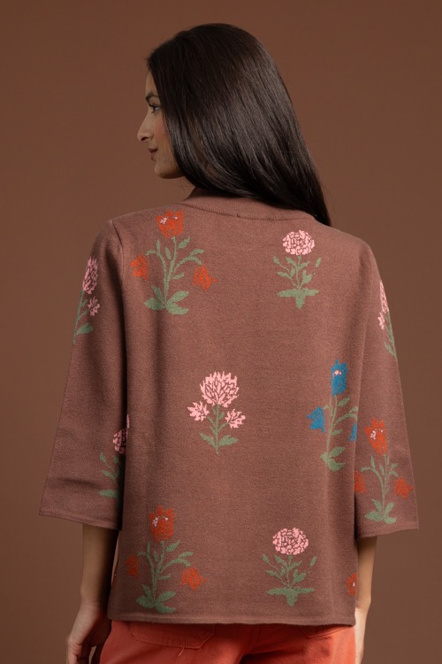Chic Floral Sweater, Brown - 1020-122.jpg