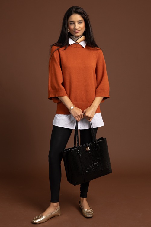 Lena Solid Sweater, Rust