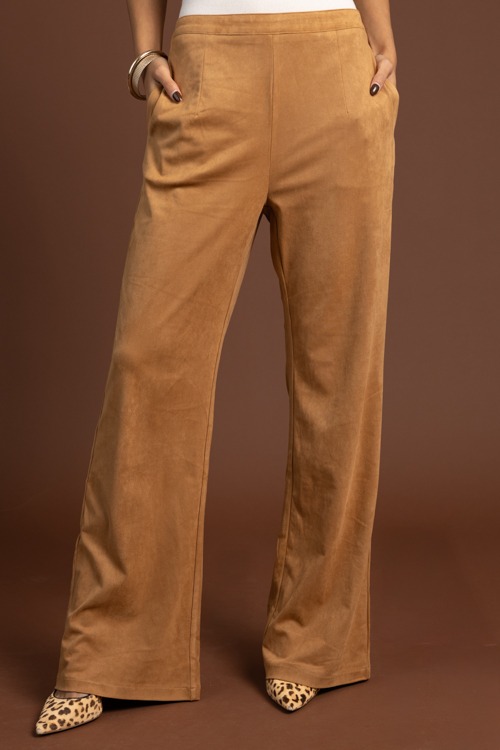 Suede Side Pocket Pants, Camel