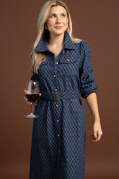 Textured Denim Shirt Dress Maxi