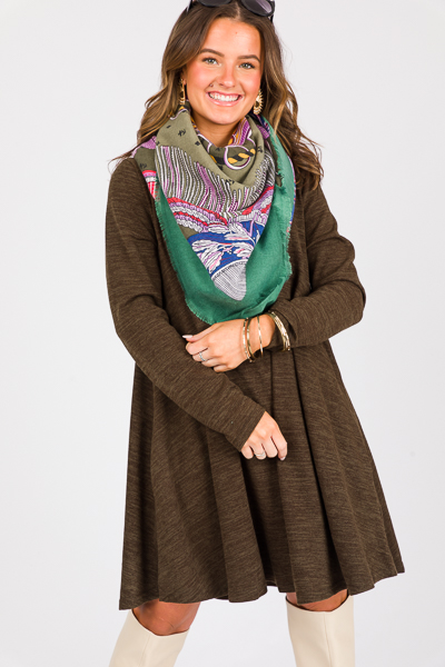 Maddie Knit Swing Dress, Olive