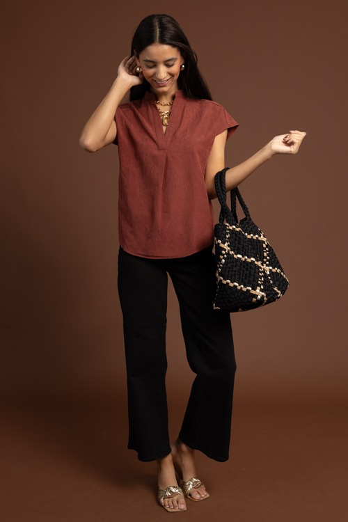 Drop Shoulder Blouse, Deep Rust - 1020-146.jpg