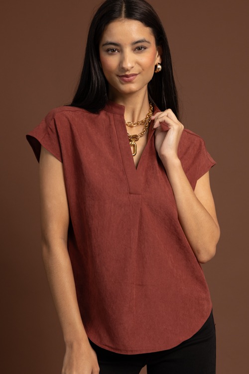 Drop Shoulder Blouse, Deep Rust - 1020-147.jpg