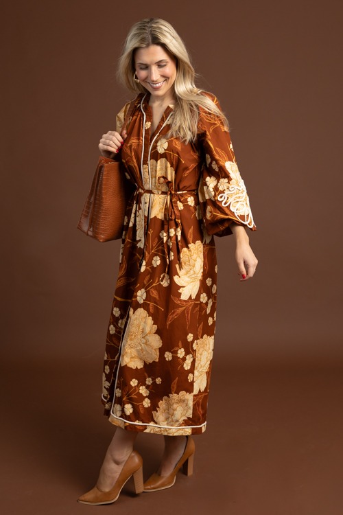 Roped In Floral Maxi, Brown