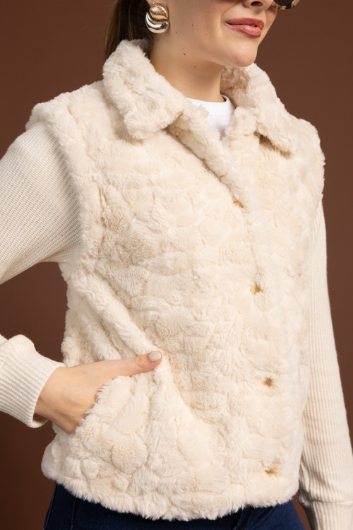 Knit Sleeve Fur Jacket, Ecru - 1020-165.jpg