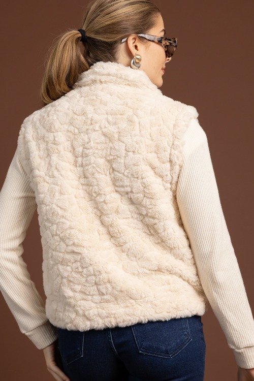 Knit Sleeve Fur Jacket, Ecru - 1020-169.jpg