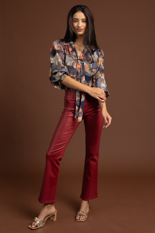 Coated Bootcut Jeans, Burgundy - 1020-193p.jpg