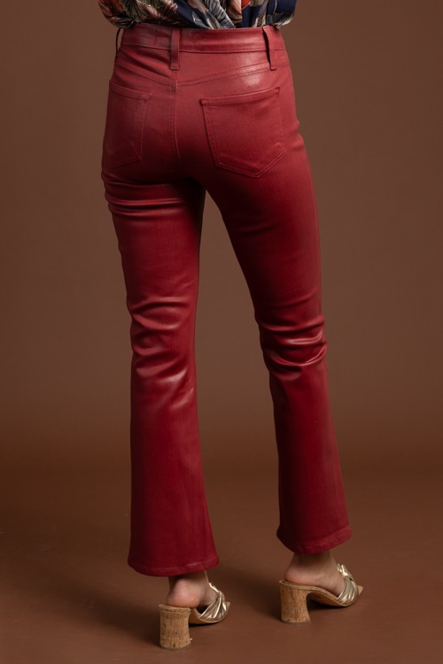 Coated Bootcut Jeans, Burgundy - 1020-196.jpg