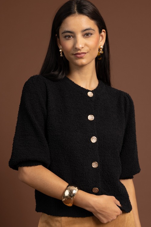 Soft Button Down Sweater, Black