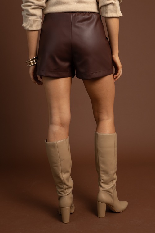 High Waist Leather Shorts, Wine - 1020-34.jpg