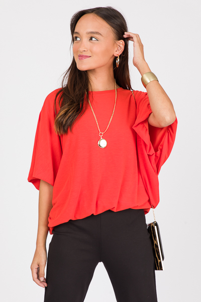 Stretchy Bubble Top, Coral