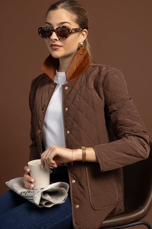 In A Snap Quilted Jacket, Brown