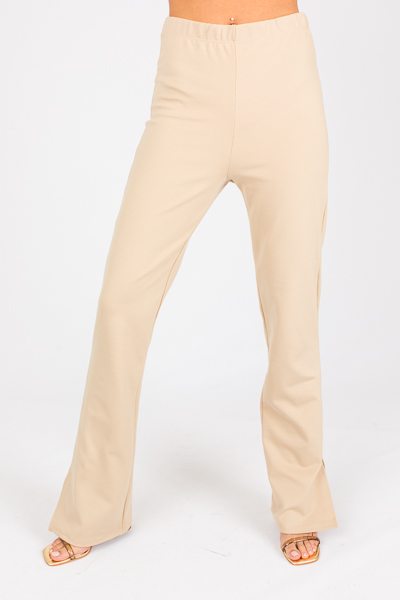 Ponte Knit Pants, Stone - SALE - The Blue Door Boutique