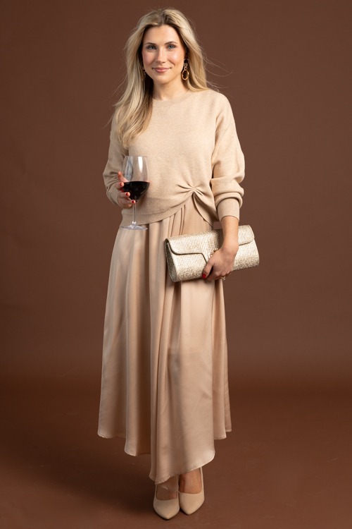 Layered Sweater Maxi Dress, Champagne