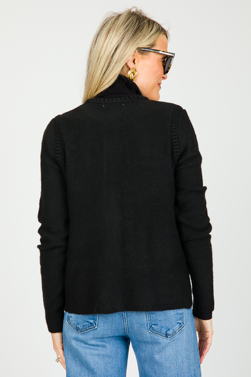 Gold Button Cardigan, Black